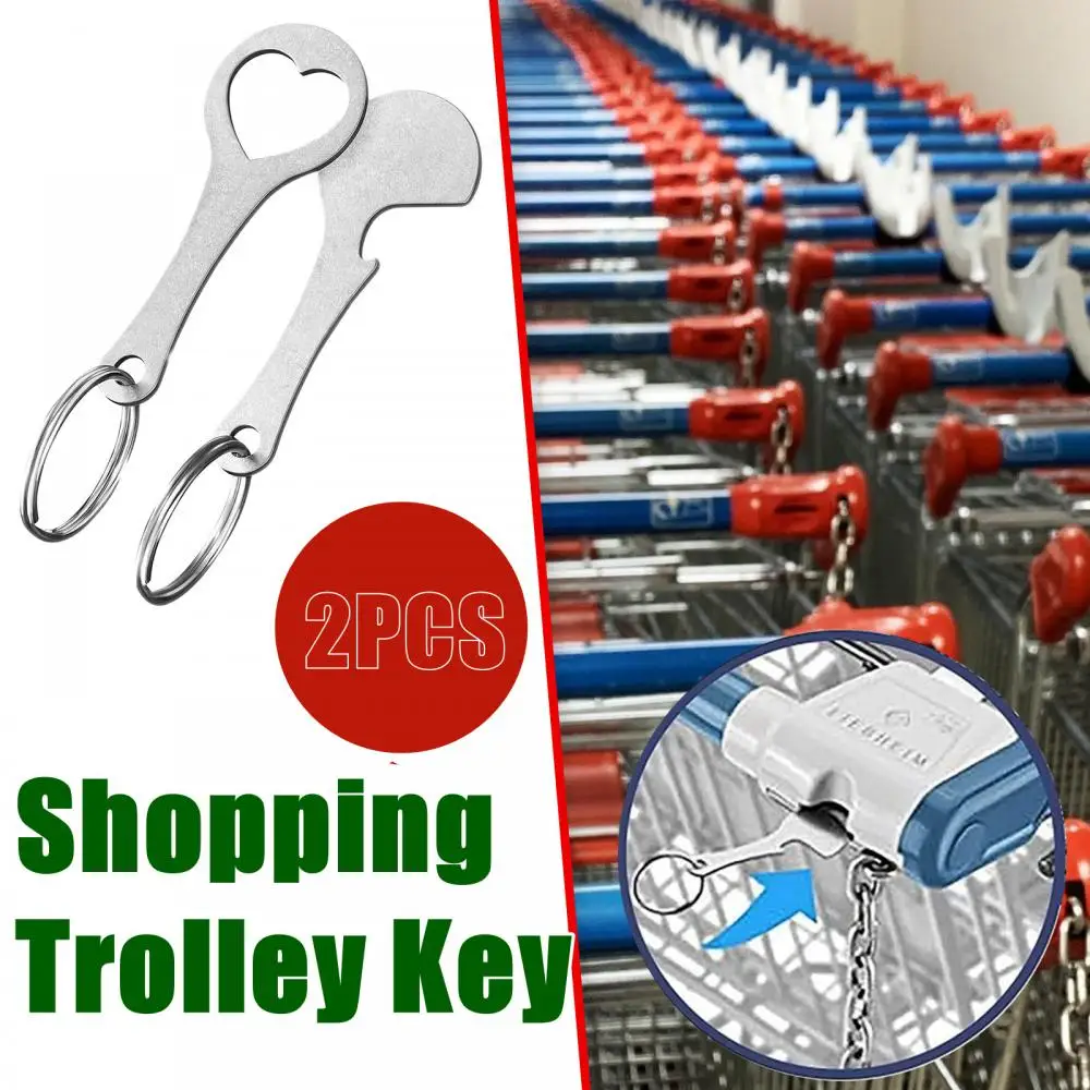 2PC Shopping Cart Token Trolley Token Key Ring Decorative Vintage Keychain Multipurpose Shopping Portable For Home Outdoor