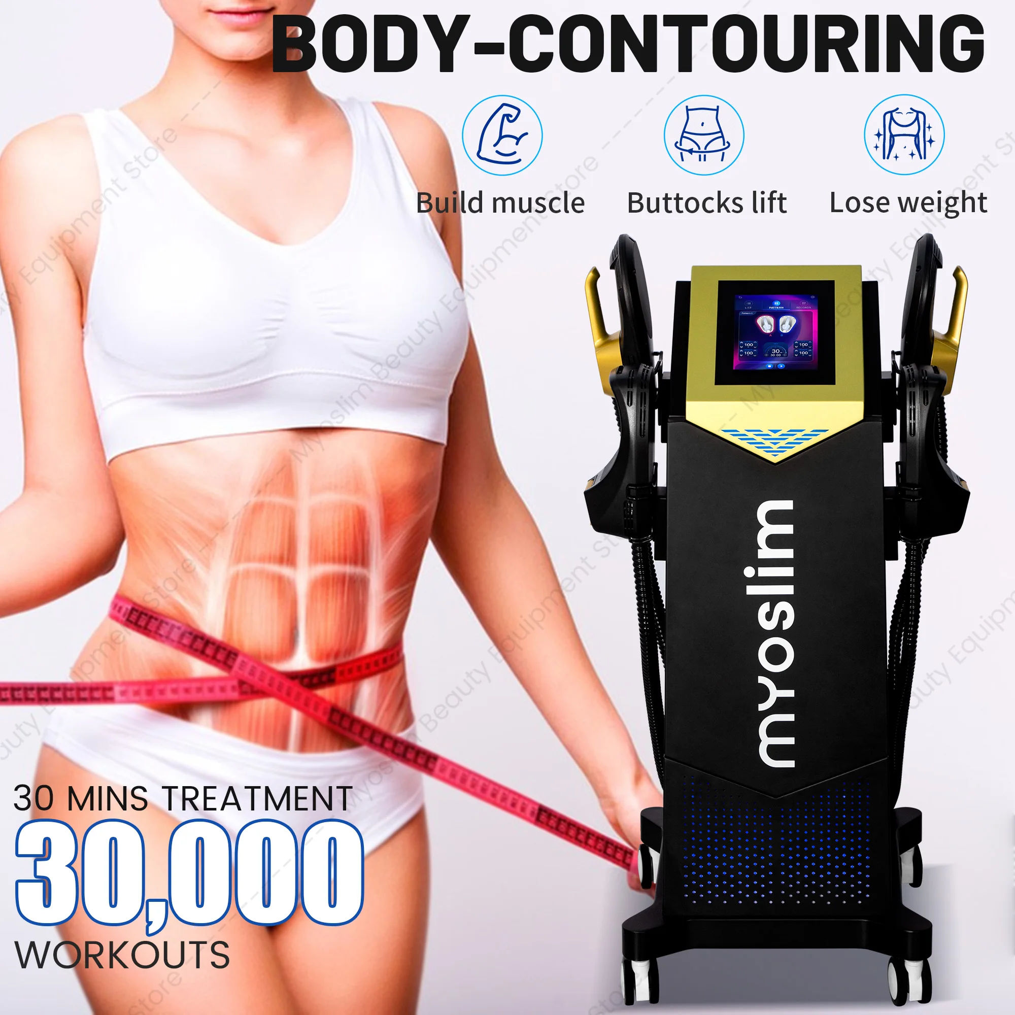 Myoslim RF Magnetic Fat Reduction Body Sculpting Machine Fat Burning Muscle Stimulator Slimming Beauty Equipment Skin Tightening