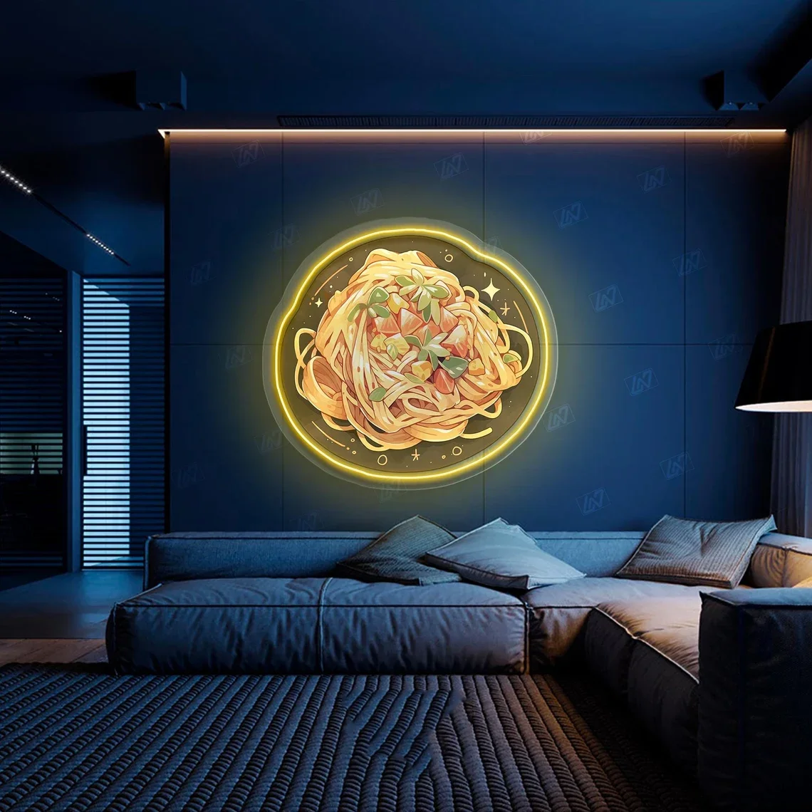 Delicious Pasta Neon Sign, UV Print Neon Sign, Food Neon Sign, Kitchen Neon Sign Decor,Room Decor