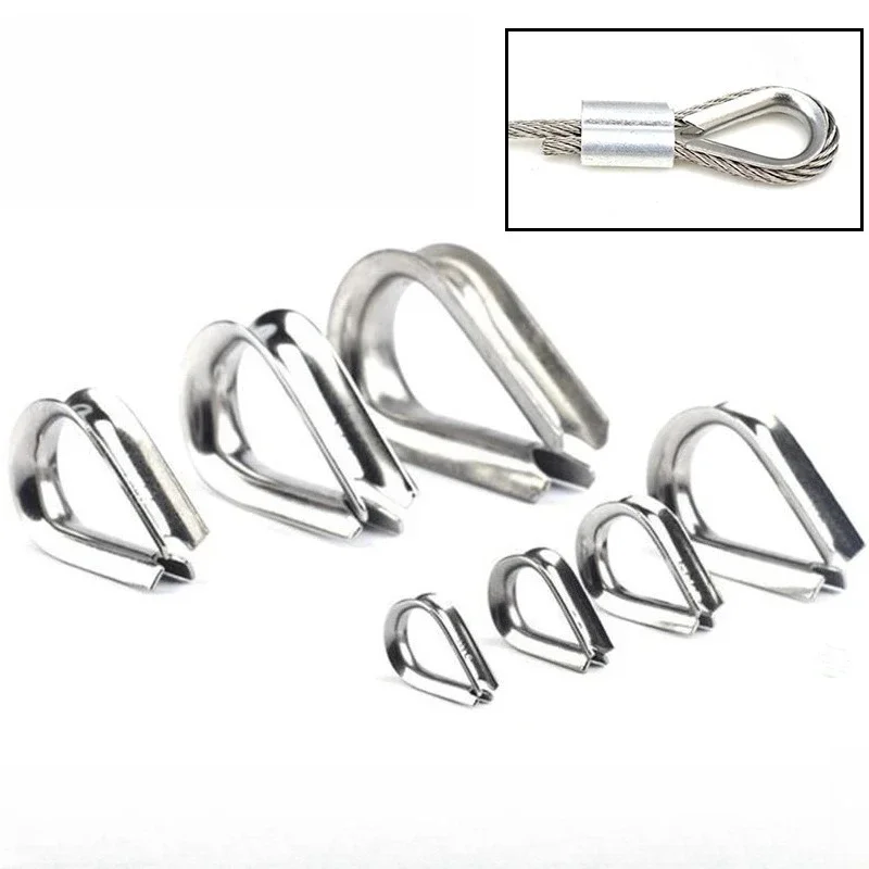 10PCS 304 Stainless Steel Thimbles Ring Clamp Cable Wire Rope Clamp Protective Sleeve Thimbles Rigging Clamp M4-M16