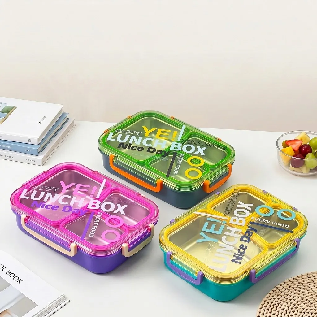 Microwavable 304 Stainless Steel Bento Lunch Box Divided Food Storage Containers Leakproof Meal Prep for Kids Students School view 2