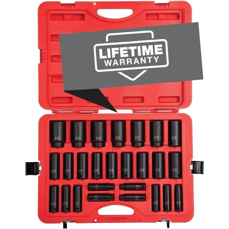 1/2 بوصة محرك مجموعة مقابس التأثير العميق متري 10-36 مللي متر 26 قطعة الكروم الموليبدينوم الصلب حقيبة للتخزين #1