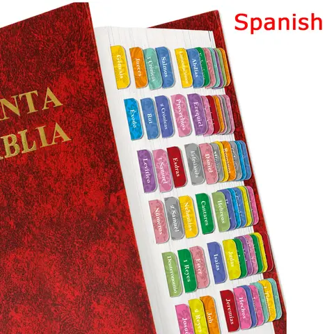 75pcs 스페인어 성경 탭-75pcs 스페인어 스티커 탭 스티커-NIV, 따뜻한 색상, 여성과 남성을위한 적층 성경 탭 연구 Bi