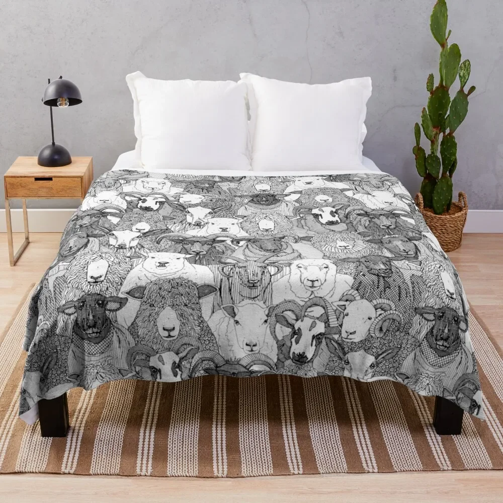 just sheep black white Throw Blanket Thermal valentine gift ideas Shaggy Quilt Blankets