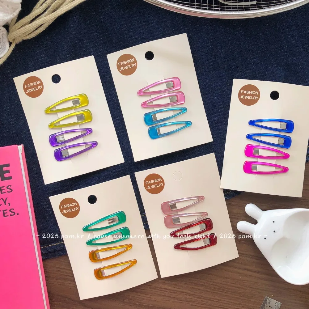 4pcs/set Baby Girls Hair Clips Korean Water Drop Sweet Side Bangs Barrettes Cute Broken Hair Daily Party Dress Up Accessories