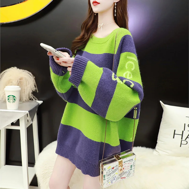 Loose pullover sweater women 2020 new autumn and winter outer wear long sleeve o neck pullover sweater top women clothing