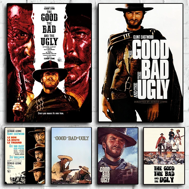 Classic Western Movie The Good The Bad and The Ugly Clint Eastwood Film Poster Canvas Painting Wall Art Pictures Home Decor