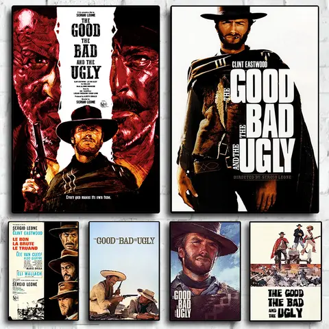 Klasik Batı Film İyi Kötü ve Çirkin Clint Eastwood Film Posteri Tuval Boyama Duvar Sanatı Resimleri Ev Dekor