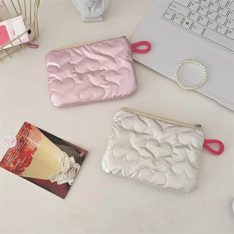 Mini Heart Storage Pouch Stylish Portable Cute Coin Purse Scratch Resistant Soft Fabric Small Wallet for Teen Girls Gifts