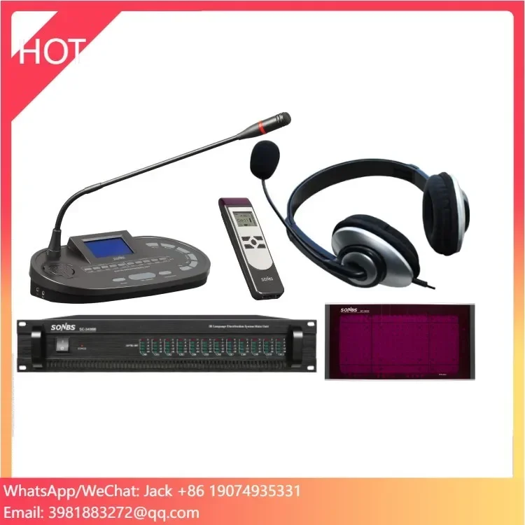 Digital Infrared Transceiver Wireless Simultaneous Translation Interpretation Headset Microphone System Conference System