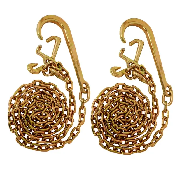 

Grade 70 5/16' x 10' Tow Chain J Hook Long Shank Yellow Zinc - 3,700 lbs SWL, 2pcs