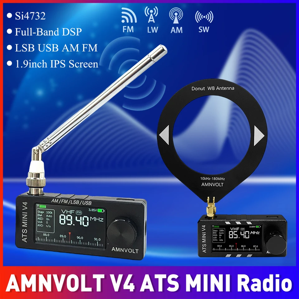 AMNVOLT V4 ATS MINI SI4732 Radio ALL Band DSP Radio FM AM SSB LSB