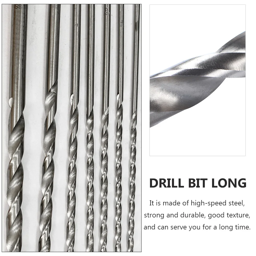 

8pcs High-Speed Steel Twist Drill Bits Long Shaft for Drilling Wear Resistant Efficient Cutting Tool Parts