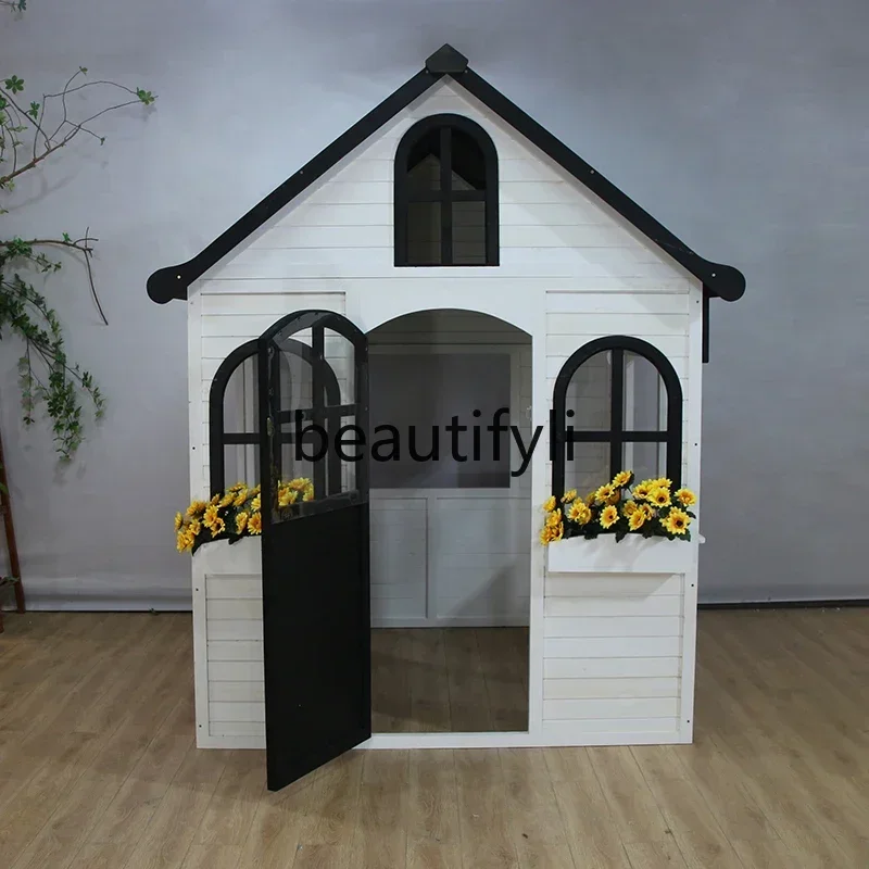 NQ52 Great discounts  Kindergarten wooden  small house assembly solid wood outdoor indoor mobile game toy wooden house tree hous