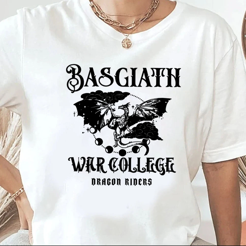 Basgiath War College T-Shirts Fourth Wing Dragon Rider Violet Sorrengail Xaden Riorson Fantasy Bookish Shirt Tee Womens Clothing