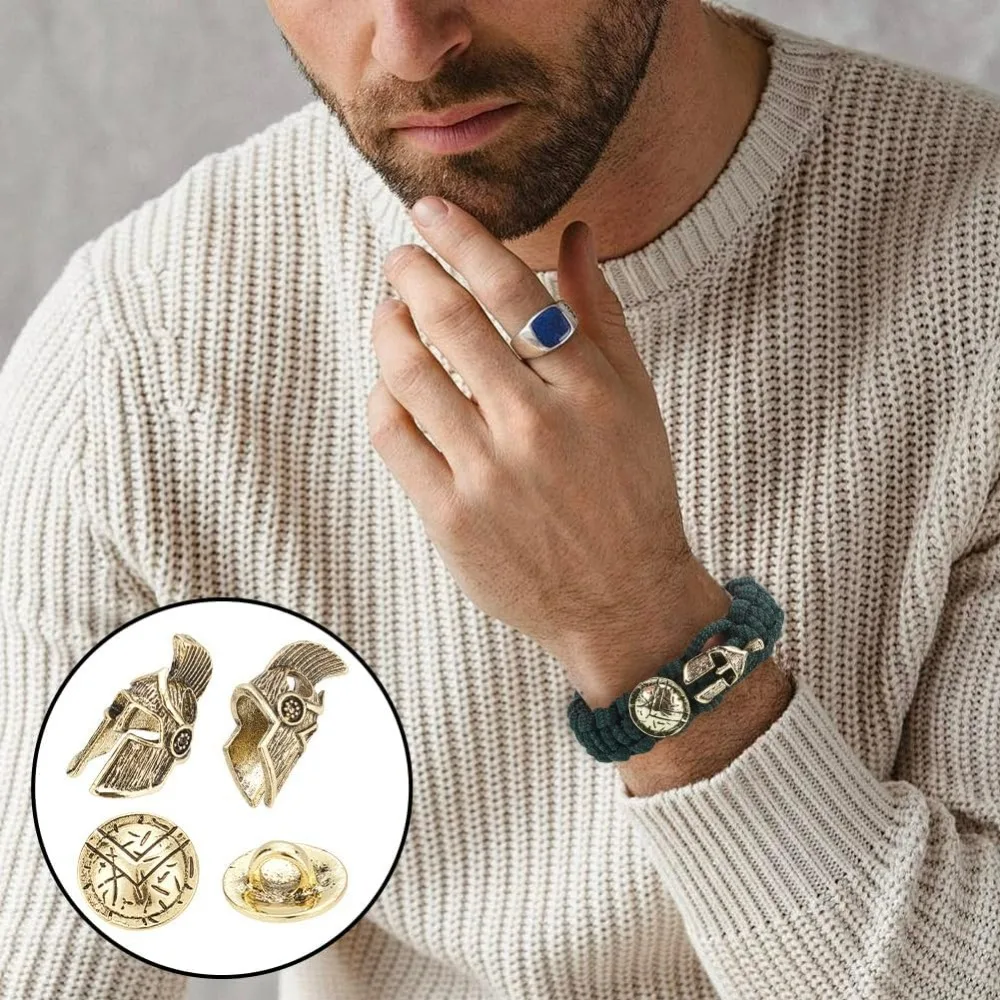 20 قطعة أزرار الخرز Paracord العتيقة نمط المتقشف خوذة سبيكة المظلة حبل الخرز الأوروبي مع سبيكة