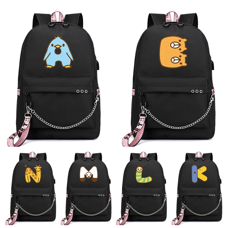 Cute Animal 26 English Letters Backpack Children Bookbag Cosplay Boy Girl School Bag Large Capacity Travel Backpack For Kid