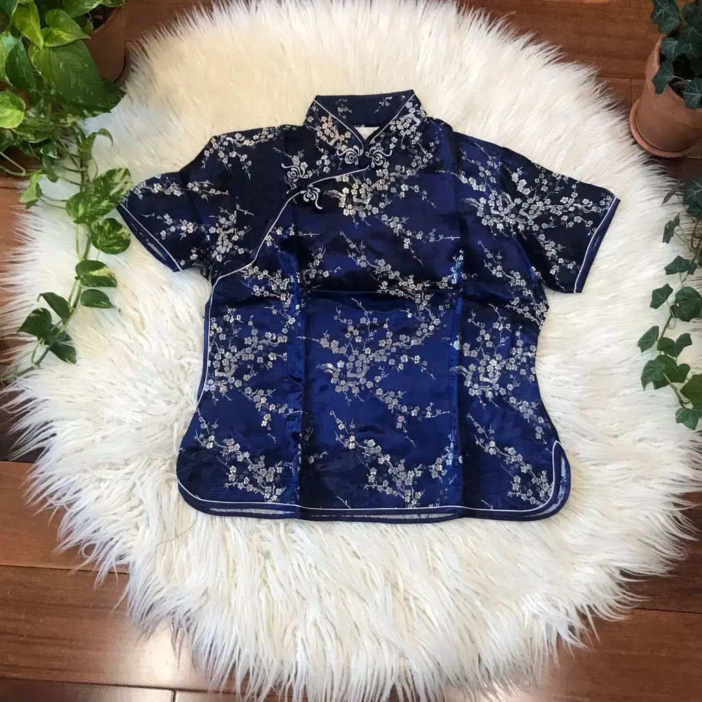 Oversize 3XL 4XL Women Satin Shirt Summer Vintage Chinese Style Blouse Dragon Female Wedding Clothing Traditional Classic Tops