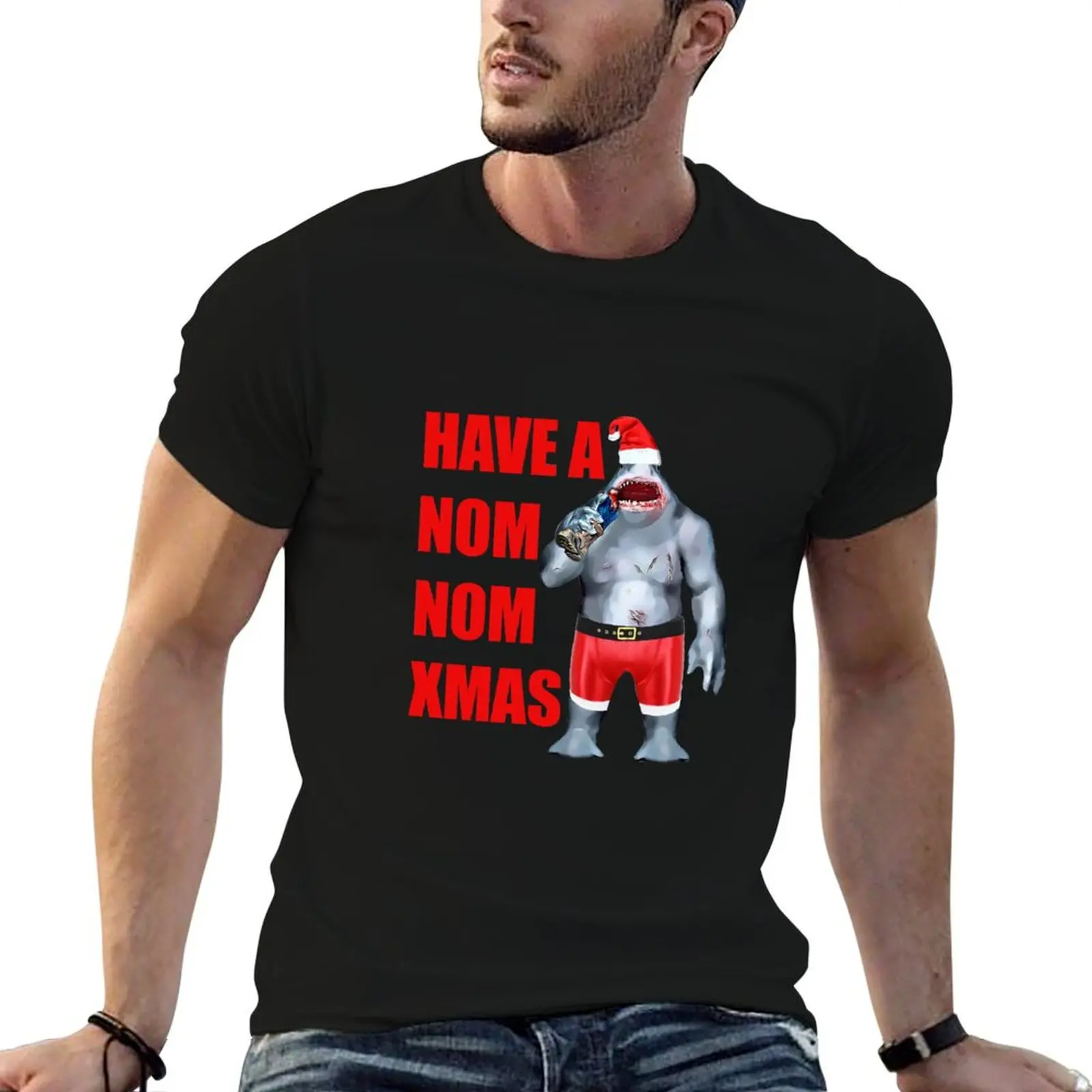 Camiseta King Shark Have A Nom Nom Xmas, camiseta de algodón para hombre, camisetas de algodón de alta calidad para hombre, paquete de camisetas de algodón