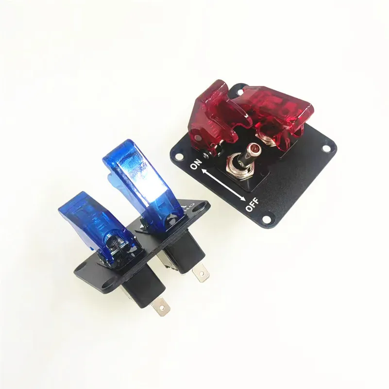 ABILKEEN 1/2/3/4/5Gang ON-OFF Metal Rocker Toggle Switch Panel Red/Blue LED Light Race Automotive Modificator Panel DC12-24V 20A
