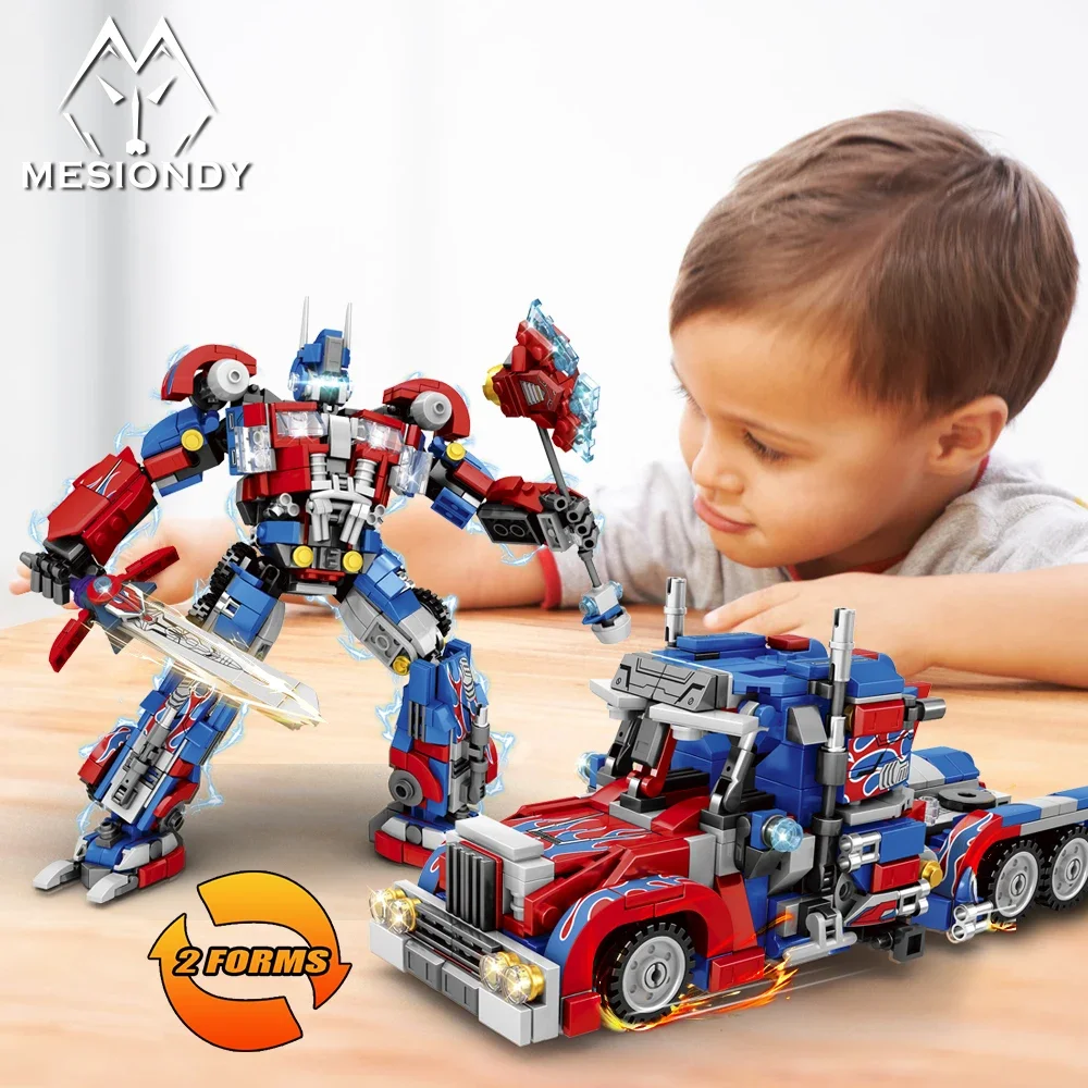 2 in 1 Transforming Robot Building Kit, Robot Building Toy Set,Construction Truck Blocks Toys for Boys Age 6+ Year Old