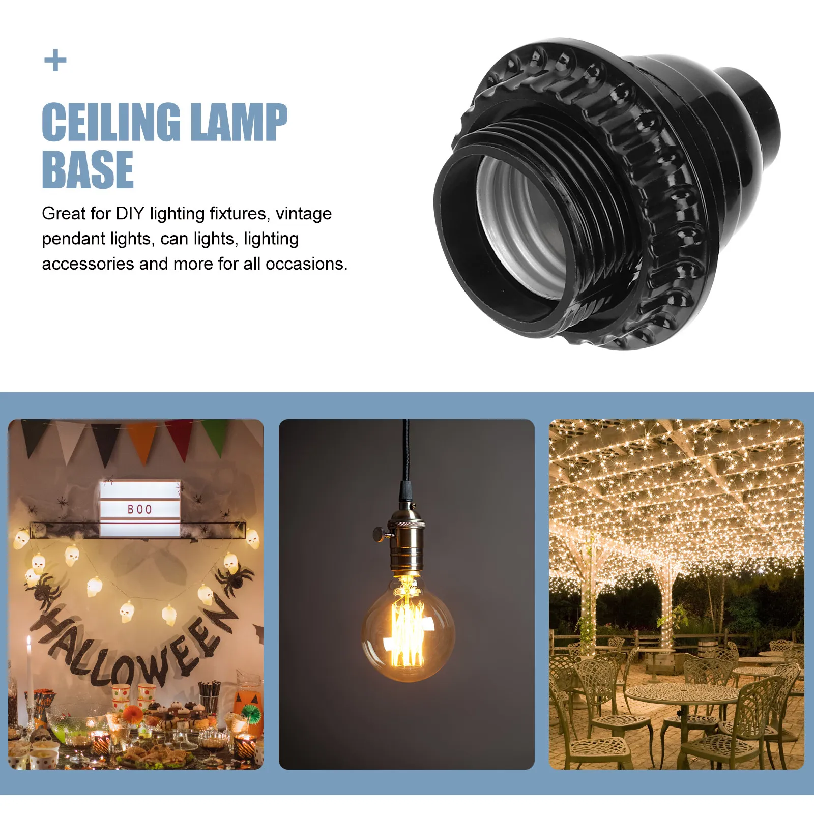 

10 шт. патронов E26 без ключа для ламп, пластиковый корпус, сердцевина из нержавеющей стали, термостойкий, огнестойкий, с резьбовым кабельным зажимом, для самостоятельной установки