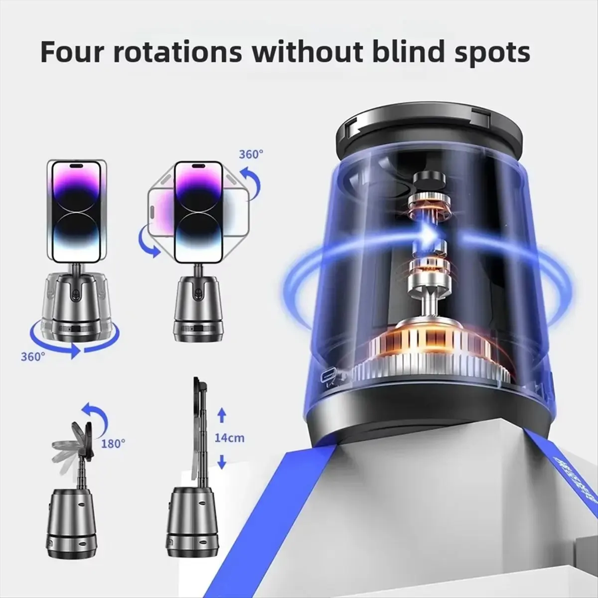 Auto Face Tracking Gimbal Stabilizer Magnetic Phone Charger Stand 360° Rotating Phone Holder for Vid