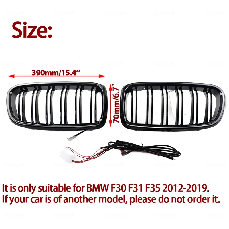 High Quality ABS Front Kidney Grille Dual Slat Grille with Light for BMW F30 F31 2012-2018 320i 325i 328i 330i 335i Accessories