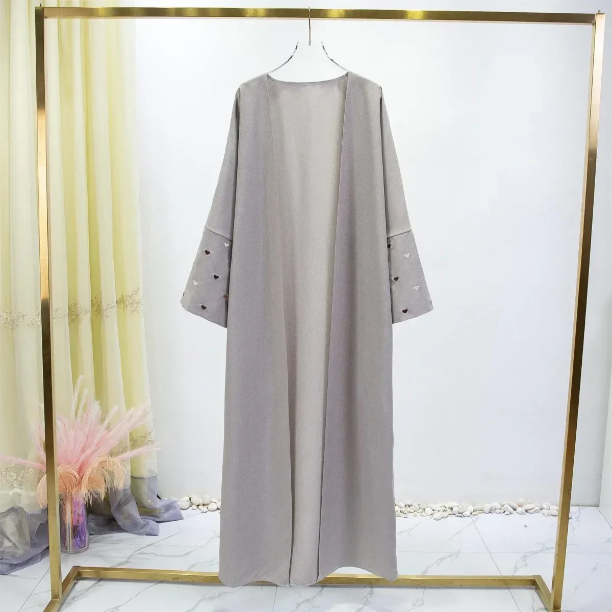 Women Jilbabs Open Front Abaya Long Sleeve Maxi Length Dress Womens Clothing Muslim Cardigan Abayas Embroidery Out Kaftans