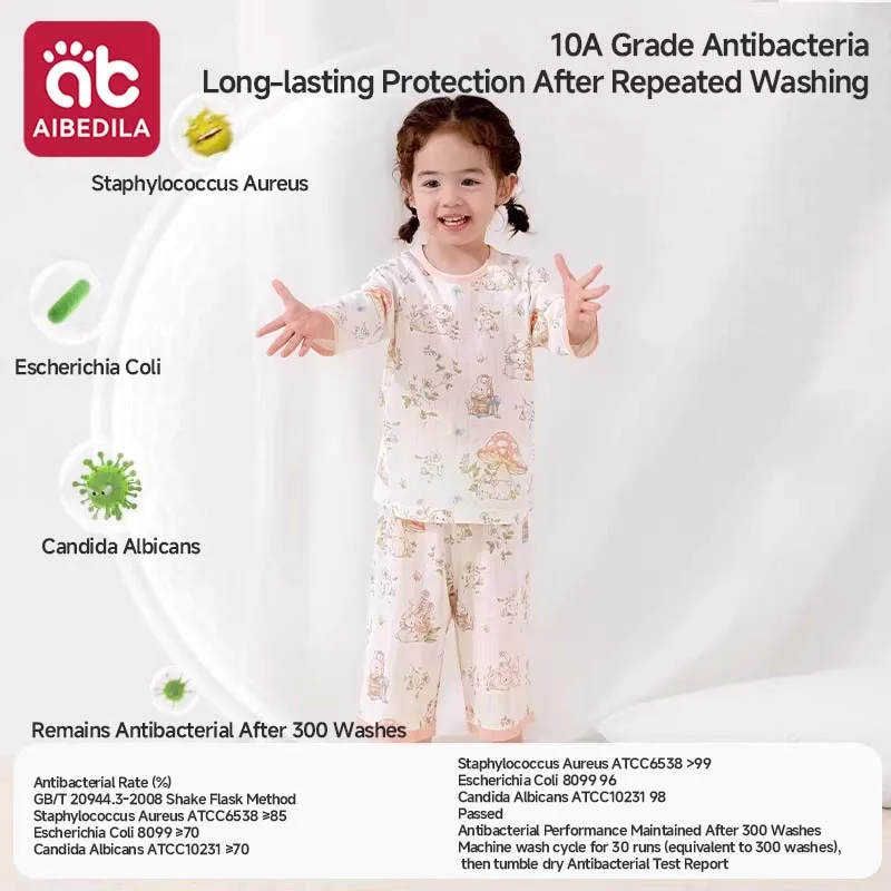 AIBEDILA 2026 Bamboo Cotton Kids Air Conditioning Pajamas Thin Split Loungewear Soft Baby Home Wear for Boys And Girls - view 4