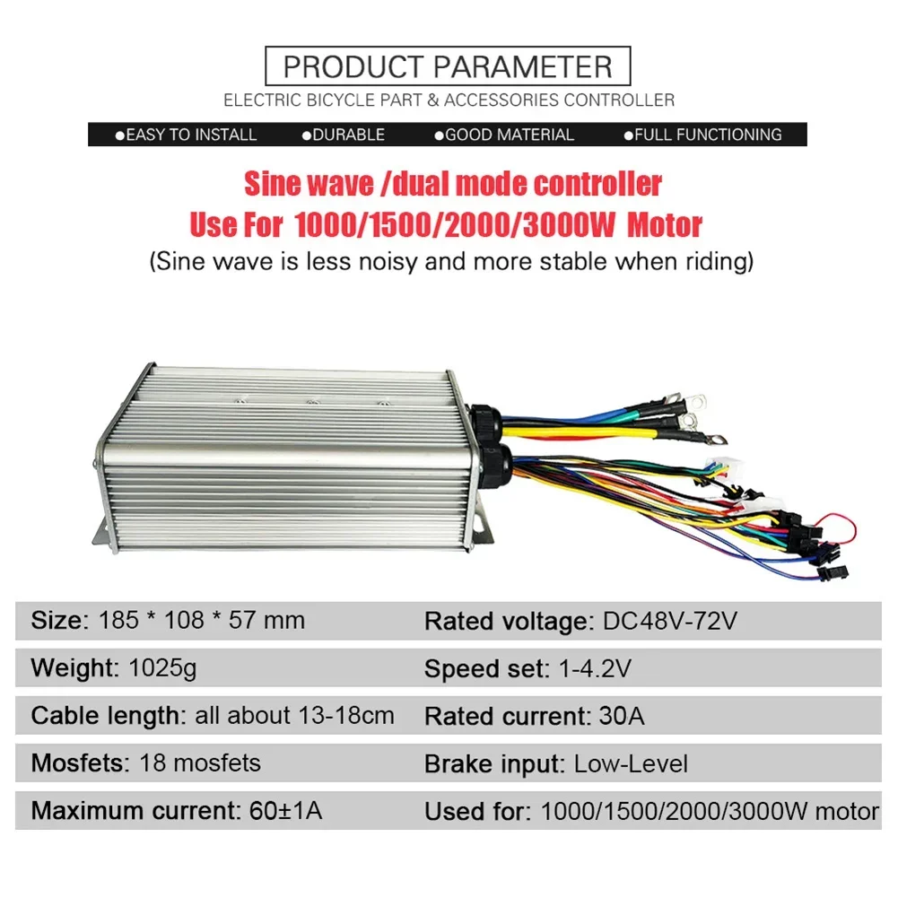 Hall Motor Without Hall Motor 1000W/1500W/2000W/3000W Sine Wave Controller Wave Controller Silver About 1kv Electric Scooter