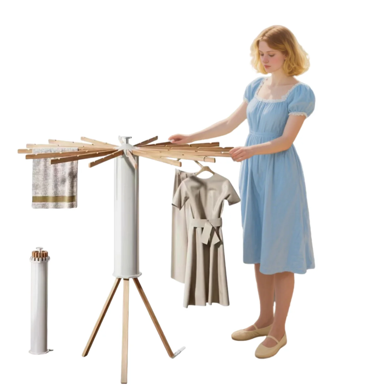 

Wooden Portable Octopus Style Clothes Garment Rack Stand Collapsible Laundry Clothing Drying Rack