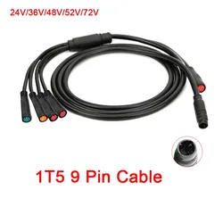 JULET 1T5 9-Pin Waterproof Cable Controller Lamp Brake Thumb Throttle Display Cable Bicycle Conversion Accessories
