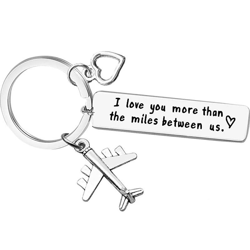 

Couple Keychain Long Distance Relationship Gift for Boyfriend Girlfriend I Love You More Than The Miles Between Us Keyring