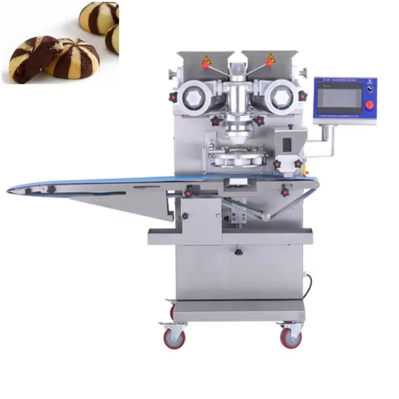 Chocolate Flavor Cream Filling Crisp Biscuit Forming Machine, Custom Sandwich Biscuits Cookie Production Equipment