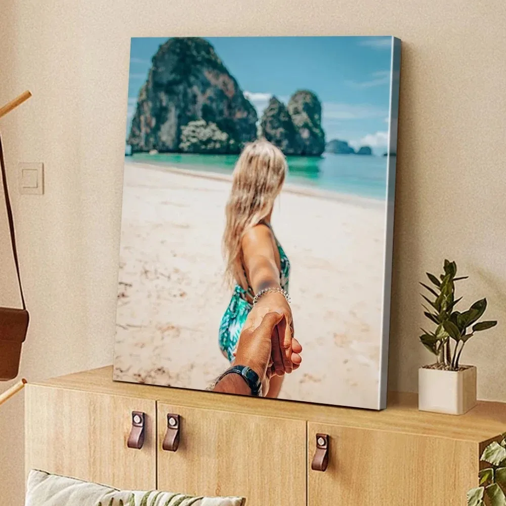 Custom Photo Canvas Wall Art, Personalized Picture Print From Your Photo, Customized Couple Family Poster Home Decor Gift