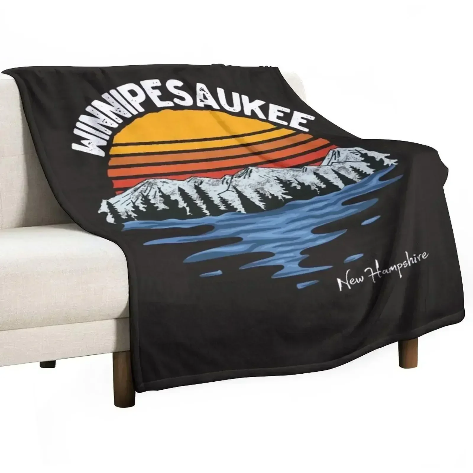 

Vintage Lake Winnipesaukee New Hampshire Souvenir Throw Blanket Bed covers Luxury Designer Blanket fluffy blanket
