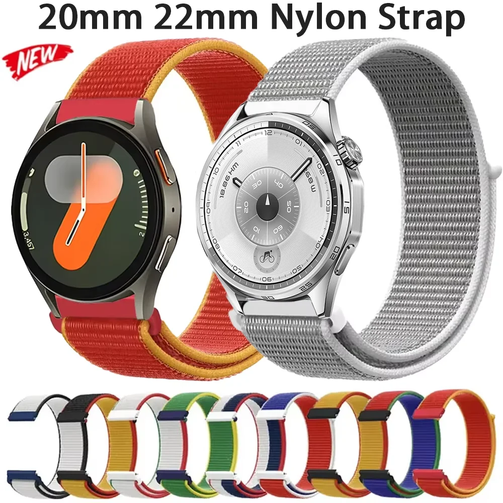 20mm 22mm Sports Nylon Strap for Samsung Galaxy Watch 7 6 5 4 44mm 40mm Wristband Huawei Watch GT6 pro GT6-5-4 46mm GT Runner 2