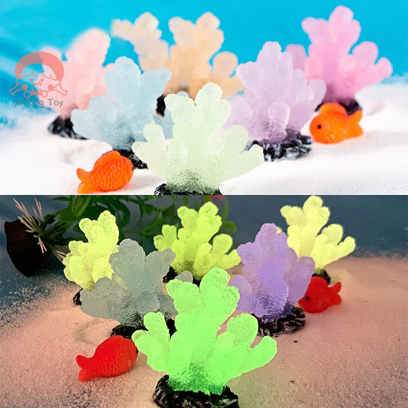 

Luminous Simulated Coral Resin Miniature Figurines Luminous Microlandscape Decoration Fairy Garden Home Decor