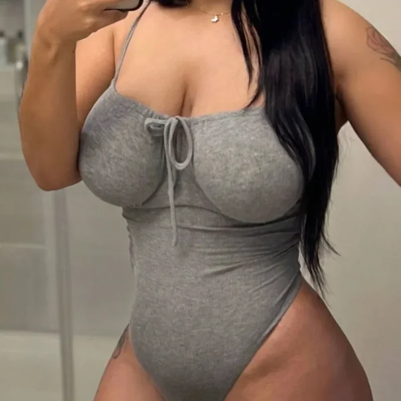 

Grey hot spring vacation hot girl ins style jumpsuit American retro hot girl backless suspender sexy jumpsuit