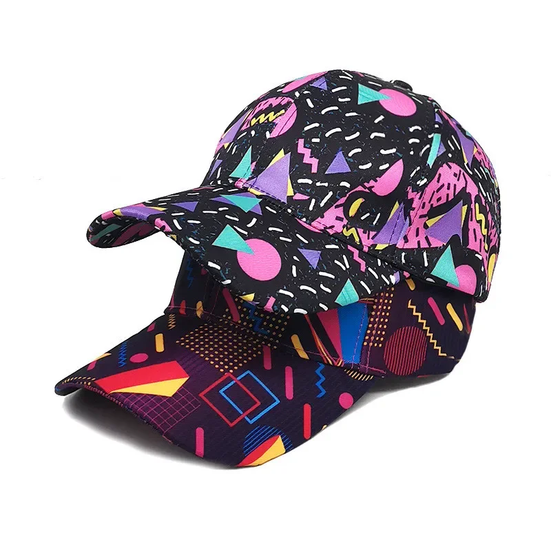 Spring Polyester Graffiti Print Casquette Baseball Cap Adjustable Outdoor Snapback Hats for Men and Women 244