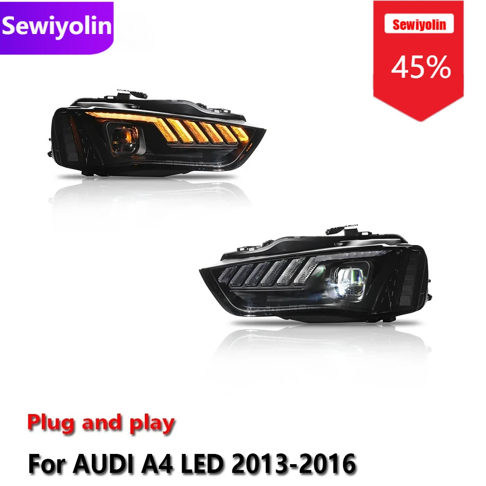

Car DRL LED Headlight Assemblies For Audi A4 2013-2016 Fog DRL Brake Turn Signal Lamp Plug And Play
