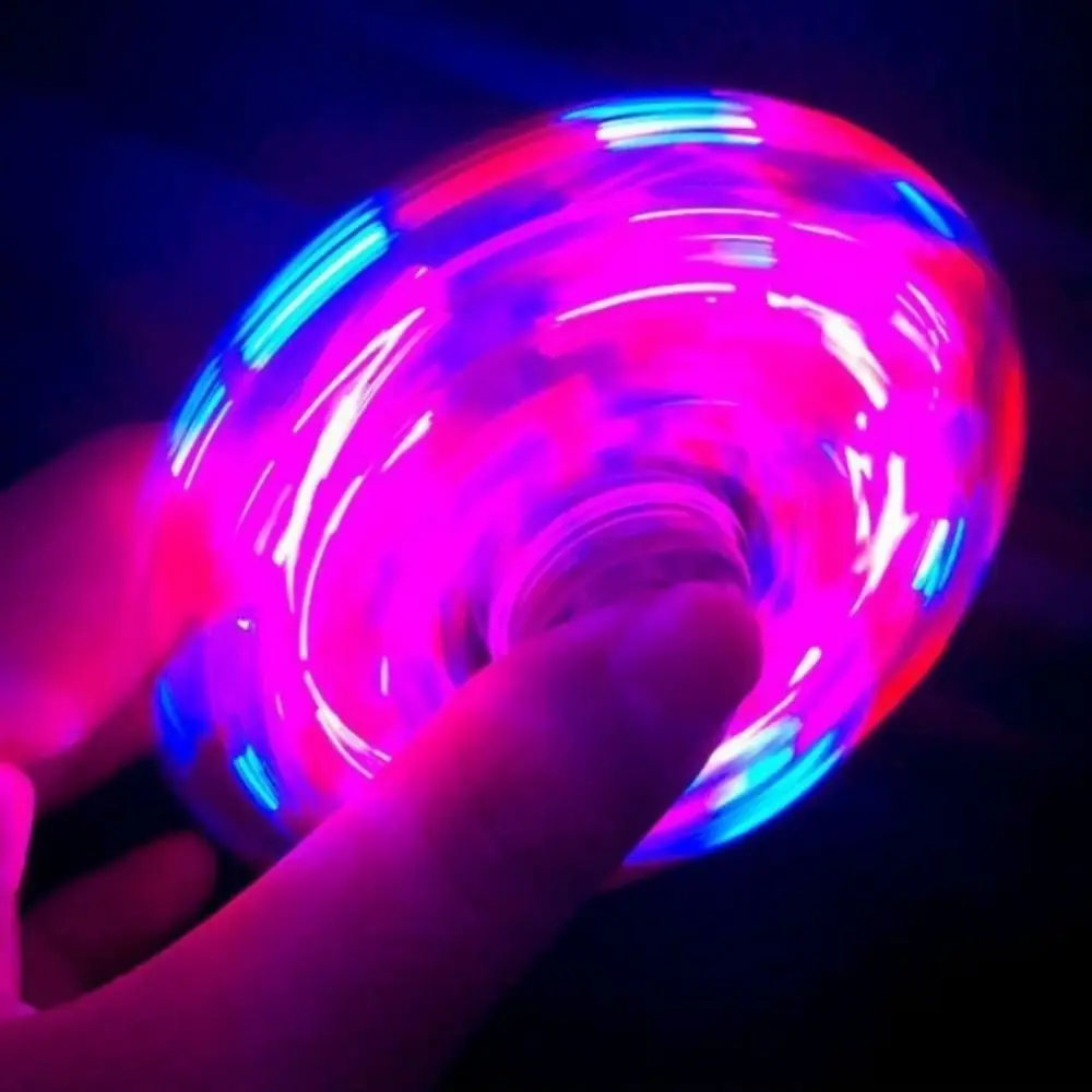 Gyroscope lumineux en cristal pour le bout des doigts, lumière LED, faisceau Transparent, Spinner à main, trèfle intéressant, électrique pour adulte