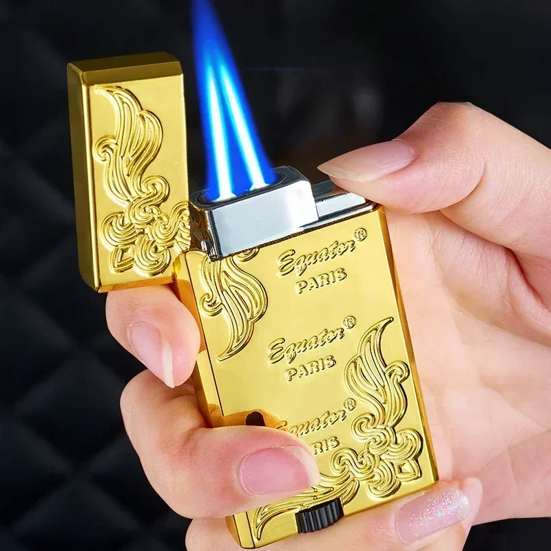 2024 Ping Sound Metal Lighter Turbo Jet Cigarette Lighters Torch Windproof Gas Inflatable Butane Straight Flame Lighter Men Gift