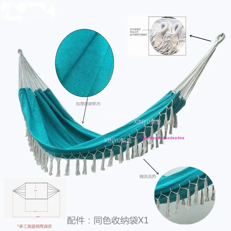 Contrast tassel hammock plus double canvas swing outdoor camping