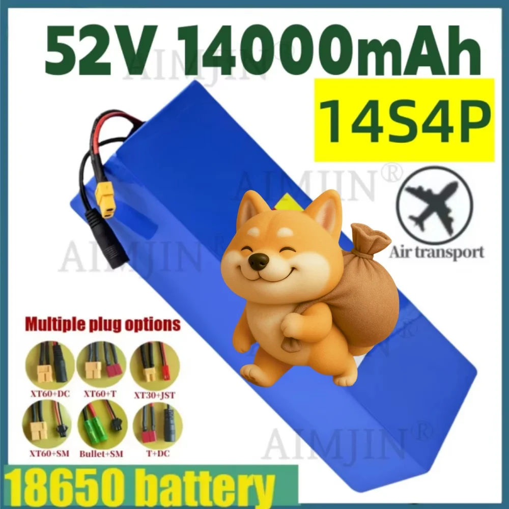 New 18650 High Capacity 14000mah 1500W Lithium Battery 52V with BMS for Balance Car Bike Scooter Tricycle - 14S4P Configuration