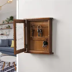 Houten wandgemonteerde sleutelorganizerdoos met haken Europese stijl sleutelhouderrek voor thuis entree hal sleutelhanger