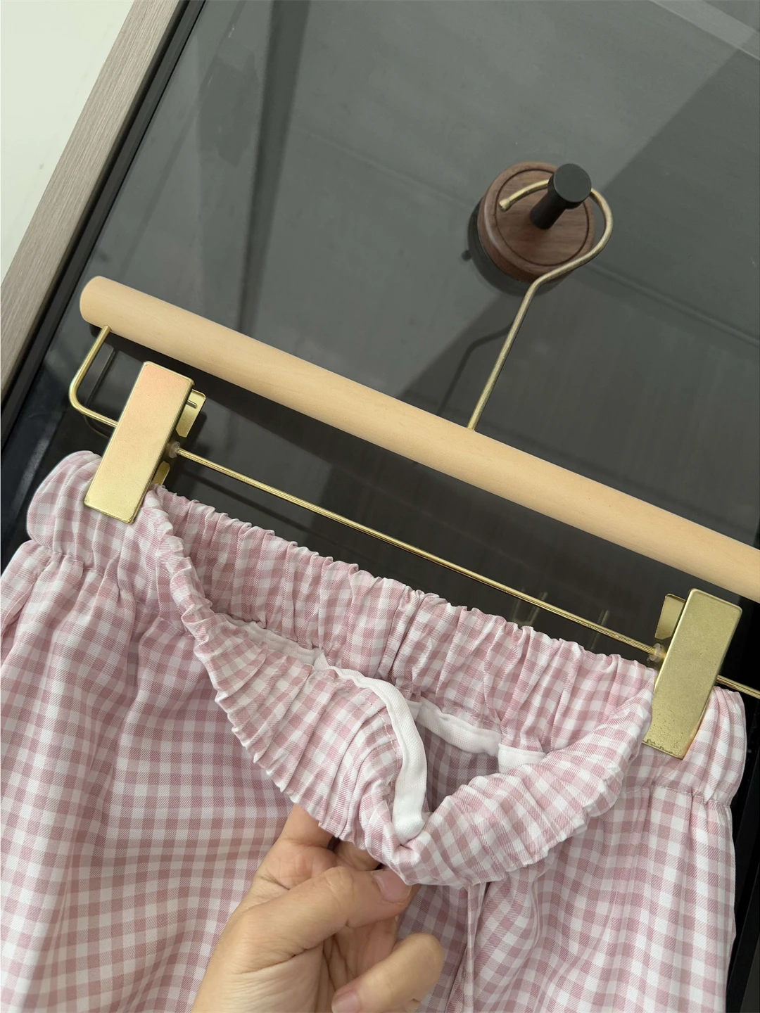 

Розовые клетчатые широкие брюки для женщин, новые летние повседневные брюки с высокой талией, струящиеся, в корейском стиле, для весеннего сезона