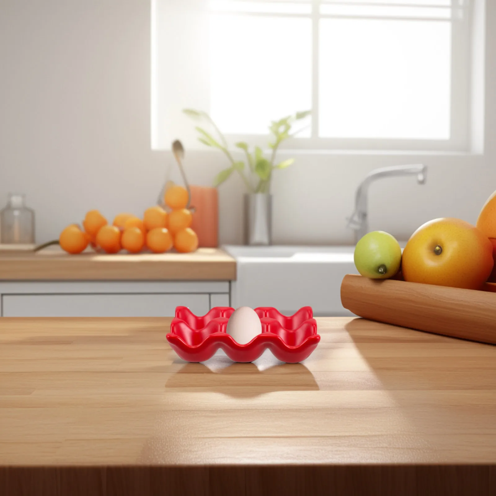 

Ceramic Egg Tray 6 Slots Kitchen Dining Room Organizer Elegant Insulation Fresh Eggs Storage Fridge Countertop Display