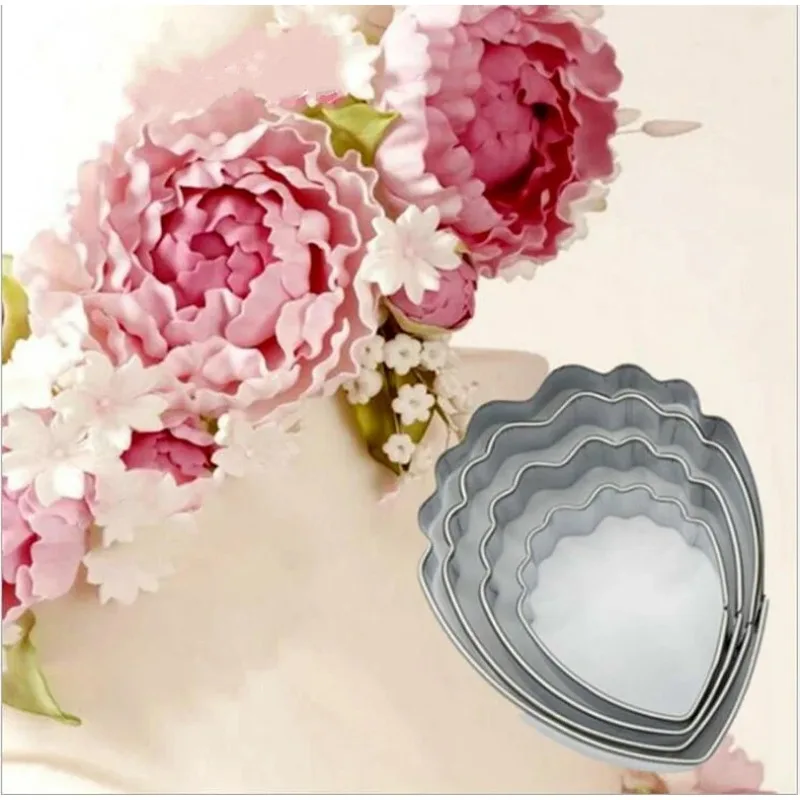 

4 шт., форма для выпечки сахара, подарки на день Святого Валентина, цветы пиона, торт, помадка, плунжер, резак, форма для украшения, кухонный инструмент